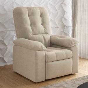 Poltrona do Papai Reclinável Suede Veludo Estoril Espresso Móveis