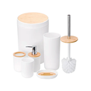 Ver imagem 3 de Toalheiro Térmico Redondo Inox Polido Esquerdo e Kit de Banheiro em Bambu Branco