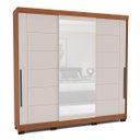 Ver imagem 2 de Roupeiro Lisboa 3 Portas de Correr com Espelho 217x213cm Freijó/Creme 240856