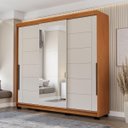 Ver imagem 1 de Roupeiro Lisboa 3 Portas de Correr com Espelho 217x213cm Freijó/Creme 240856