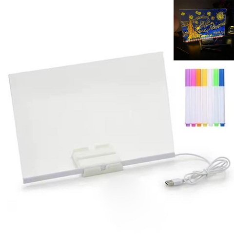 Lousa Luminaria Led Quadro Caneta Anotaçoes Desenho Escrita Recado Mesa Trabalho Escritorio Casa Sal