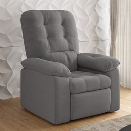 Poltrona do Papai Reclinável Suede Veludo Estoril Espresso Móveis - 1