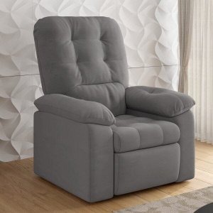 Poltrona do Papai Reclinável Suede Veludo Estoril Espresso Móveis