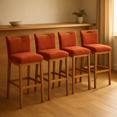 Kit 4 Banquetas Alta Cozinha Gourmet Conforto Suede:Suede Terracota