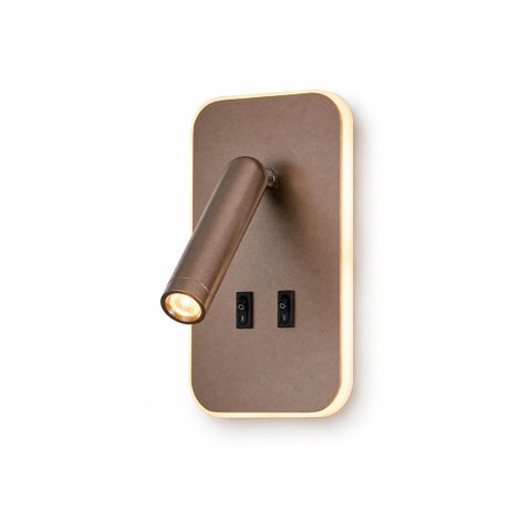 Arandela de Cabeceira Leitura Nobre Read Soft Sign Sobrepor Marrom 3+7W 3000k