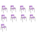 Ver imagem 1 de Kit 9 Cadeiras Infantil Iso, Escola, Base Cinza- Lilas
