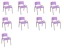 Ver imagem 1 de Kit 9 Cadeiras Infantil Iso, Escola, Base Cinza- Lilas