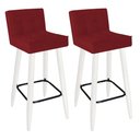 Ver imagem 1 de Kit 02 Banqueta Alta Lucy Com Encosto Cozinha Bar Balcão Bistrô Pé Palito Branco Suede Vermelho - Ah