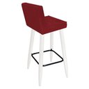 Ver imagem 3 de Kit 02 Banqueta Alta Lucy Com Encosto Cozinha Bar Balcão Bistrô Pé Palito Branco Suede Vermelho - Ah