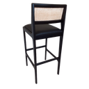 Ver imagem 2 de Banqueta em Madeira. Assento Estofado. Encosto Tela Sextavada. Cor Preta