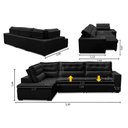 Ver imagem 2 de Sofá de Canto Retrátil e Reclinável com Molas 3,00x2,00 Esq Viena Suede Preto Mirra Decor