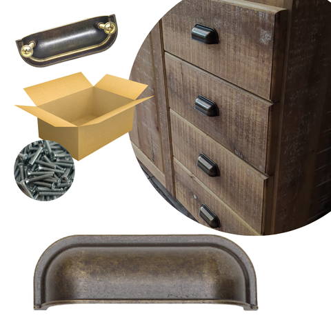Puxador Concha Puxadores Moveis de Gaveta Colonial Kit 10 Pç: Ouro Velho