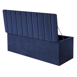 Kit Cabeceira e Calçadeira Baú Queen 160cm Cancun Suede Azul Marinho - D A DECOR - 3