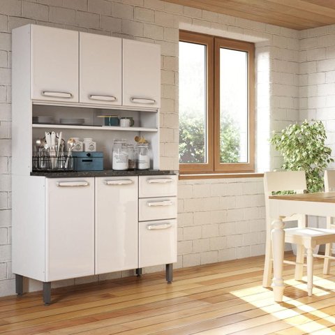 Cozinha Compacta Aço 6 Portas 2 Gav Bco Evidence Bertolini