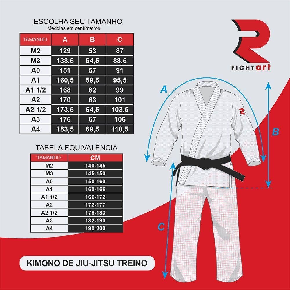 Kimono Jiu-jitsu Fightart Treino Bleu Tamanho A3 - 8