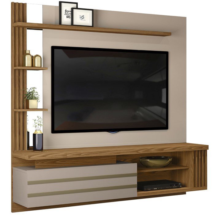 Painel Bancada Suspenso TV 55 Pol 21178 Amarula Carvalho Europeu Dj ...