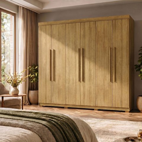 Guarda Roupa Casal Roupeiro 6 Portas 2 Gav Quarto Nature