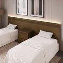 Ver imagem 1 de Painel Cabeceira Frisado Casal/Queen com LED e Mesa de Cabeceira 109x270cm