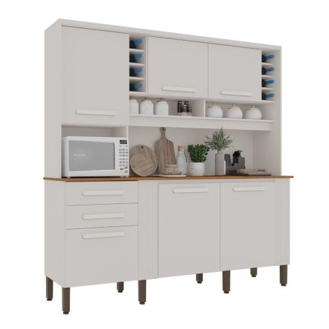 Armário de Cozinha 6 Portas 2 Gavetas Catar Branco