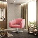 Ver imagem 2 de Poltrona Giratória Stella Suede Rosê Base Cromada - D’Rossi