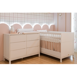 Berço e Cômoda Quarto Bebê de Mdf Branco Fosco Linha Cozy Quater Móveis - 5