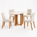 Ver imagem 2 de Conjunto Sala de Jantar Mesa Manu 120cm Tampo MDF Canto Reto 4 Cadeiras Lily