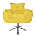 Ver imagem 2 de Poltrona Decorativa Estofada Base Giratória de Metal Opala Suede Amarelo - LM DECOR