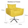 Poltrona Decorativa Estofada Base Giratória de Metal Opala Suede Amarelo - LM DECOR - 5