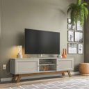 Ver imagem 1 de Rack Retrô para TV até 70 Polegadas 2 Portas Correr Ema CabeCasa MadeiraOriginals