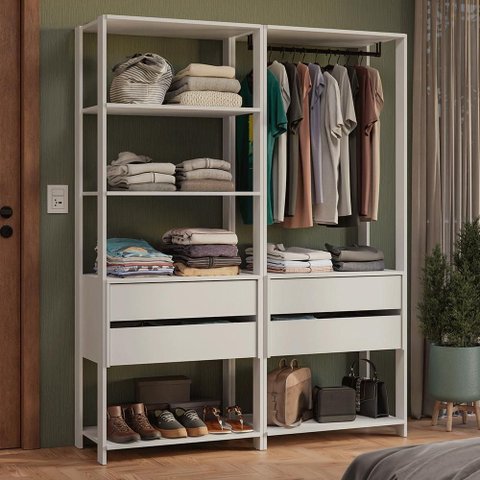 Guarda-roupa Closet Modulado 4 Gavetas 140 Cm Valencia Madesa