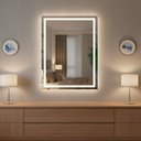 Ver imagem 6 de Espelho Retangular 40x60 cm Jateado LED 3 Cores Touch Moderno