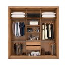 Ver imagem 4 de Guarda Roupa Casal Celeste 3 Portas Correr 2 Gavetas MDF com Espelho Amêndola Touch e Preto Prime