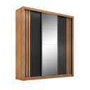 Ver imagem 3 de Guarda Roupa Casal Celeste 3 Portas Correr 2 Gavetas MDF com Espelho Amêndola Touch e Preto Prime
