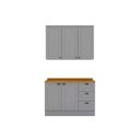 Ver imagem 1 de Cozinha Modulada Completa Americana 3 Peças 1 Aéreo + 1 Balcão + Complemento Cz123 Cinza