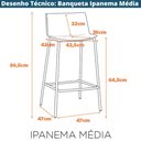 Ver imagem 6 de Kit 4 Banquetas Ipanema Média Fratini Fratini 86,50 cm (Alt) em Polipropileno Base em Aço