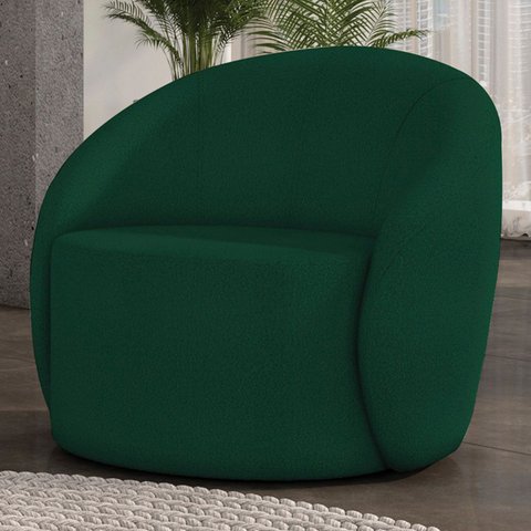 Poltrona Sala Giratória Redonda 91cm Steve Boucle Verde I01 - Mpozenato