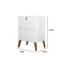 Mesa de Cabeceira 2 Gavetas com Chave Madri Branco - 3