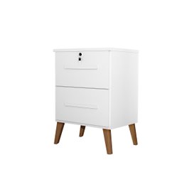 Mesa de Cabeceira 2 Gavetas com Chave Madri Branco - 1
