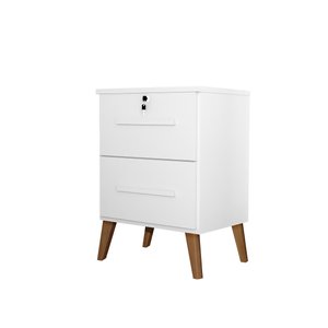 Mesa de Cabeceira 2 Gavetas com Chave Madri Branco