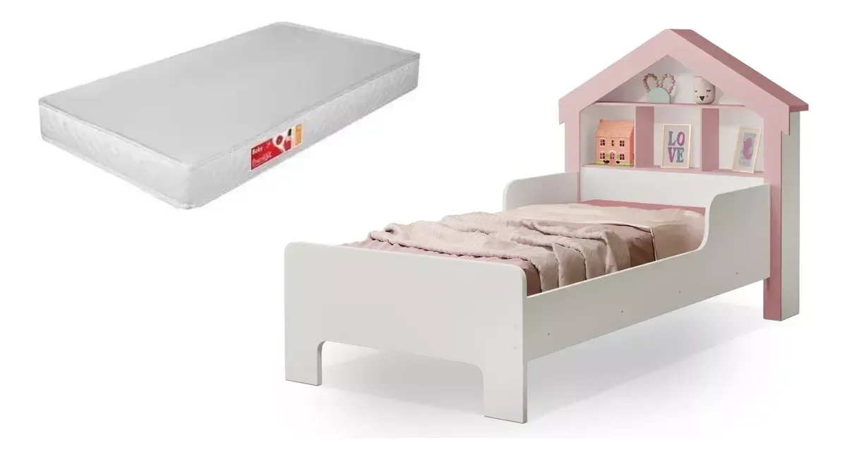 Cama Infantil Casinha Princesa com Colchão Solteiro 100% Mdf - 3