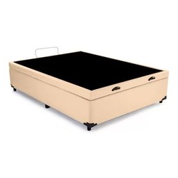 Cama Box Baú Casal Blindado Linhão Bege Com Pistão A Gás - 1 Cama Box Baú Casal Blindado Linhão Bege Com Pistão A Gás - 1