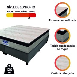 Cama Box Casal Queen Gazin Colchão Espuma D33 Flash Suede Cinza/preto - 5