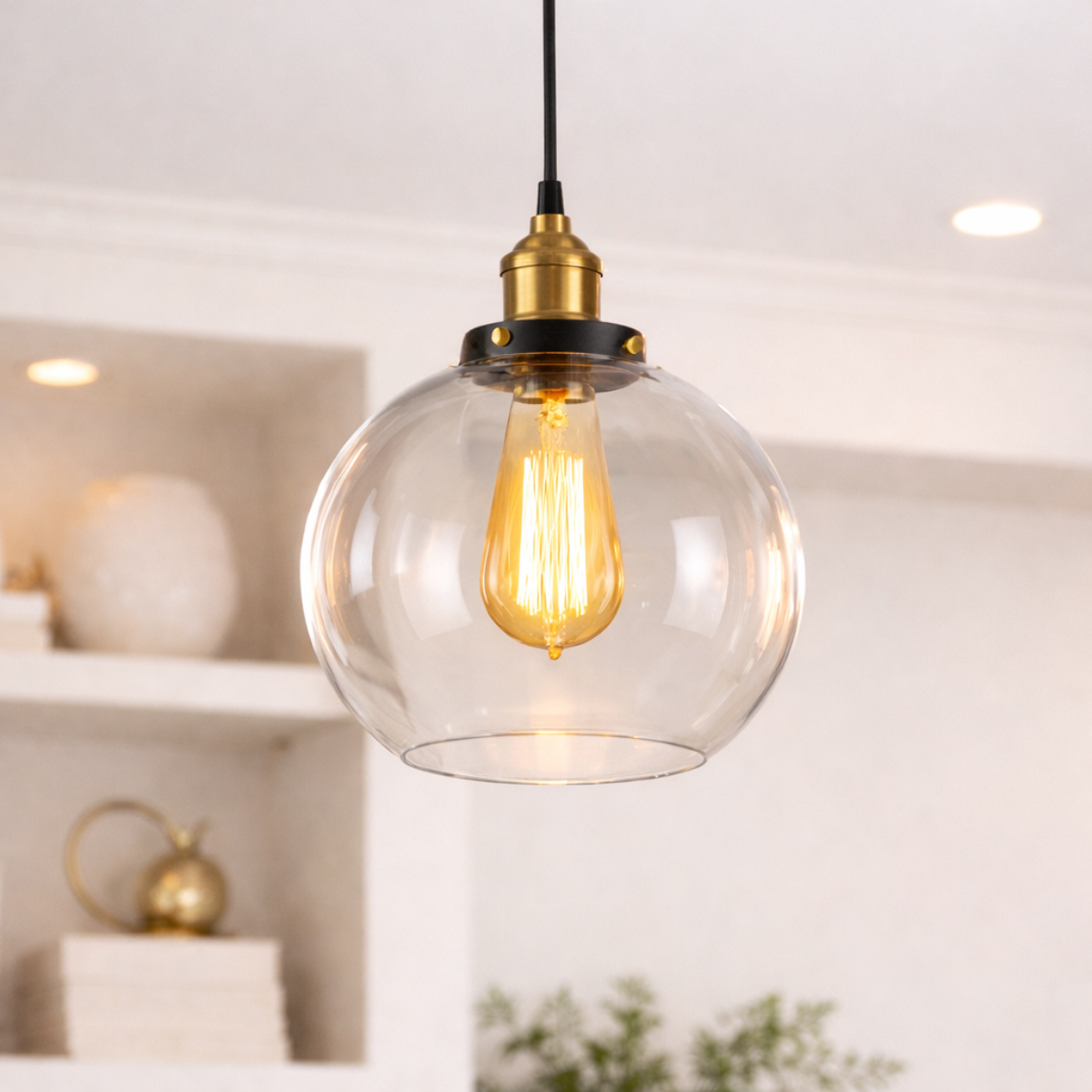 Lustre Pendente 20cm Globo Vidro Industrial Retrô Vintage Luminária Teto Gimpo Kjdde-233-anth