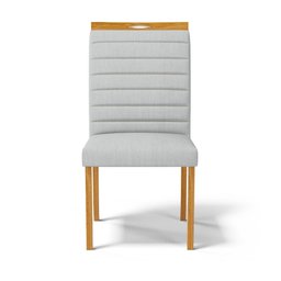 Kit com 2 Cadeiras Sara Madeira Maciça Estofadas para Mesa de Jantar Linho Cinza Claro Cod. 407 - 4