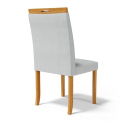 Kit com 2 Cadeiras Sara Madeira Maciça Estofadas para Mesa de Jantar Linho Cinza Claro Cod. 407 - 5