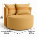 Ver imagem 4 de Poltrona Bege em Courino e Veludo Modelo Canadá C/ Duas Almofadas