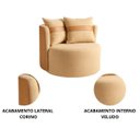 Ver imagem 2 de Poltrona Bege em Courino e Veludo Modelo Canadá C/ Duas Almofadas