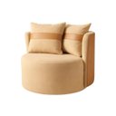 Ver imagem 3 de Poltrona Bege em Courino e Veludo Modelo Canadá C/ Duas Almofadas