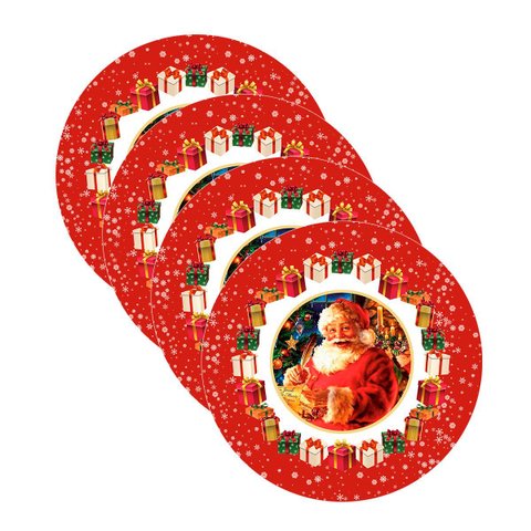 Kit Sousplat Natal Papai Noel Iii Nsw 4 Peças sem Base