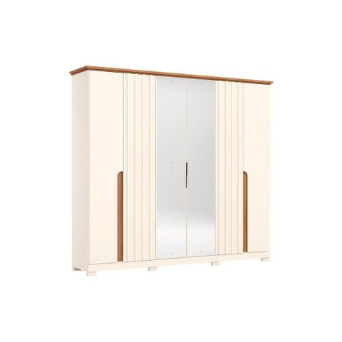 Guarda Roupa 6 Portas 2 Esp c/Pés Napoli Henn Off/Nat